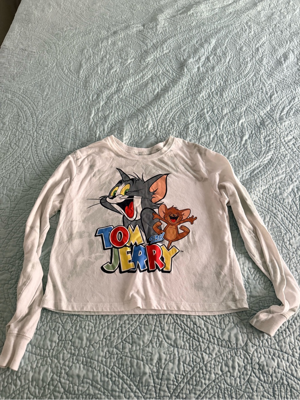 Love Tribe White Tom & Jerry Multicolor Graphic Long-Sleeve Tee
